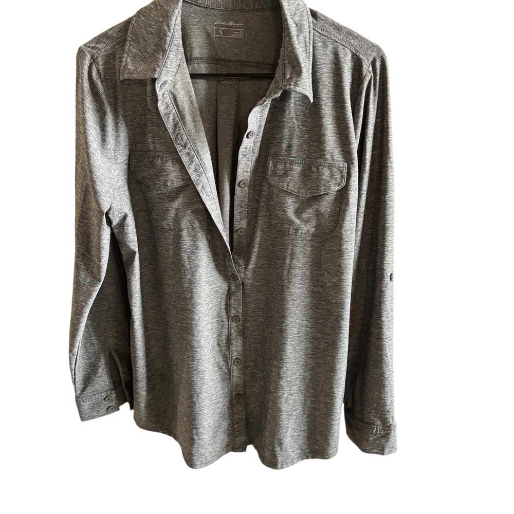 Eddie Bauer Women's Gray Button-Down Shirt